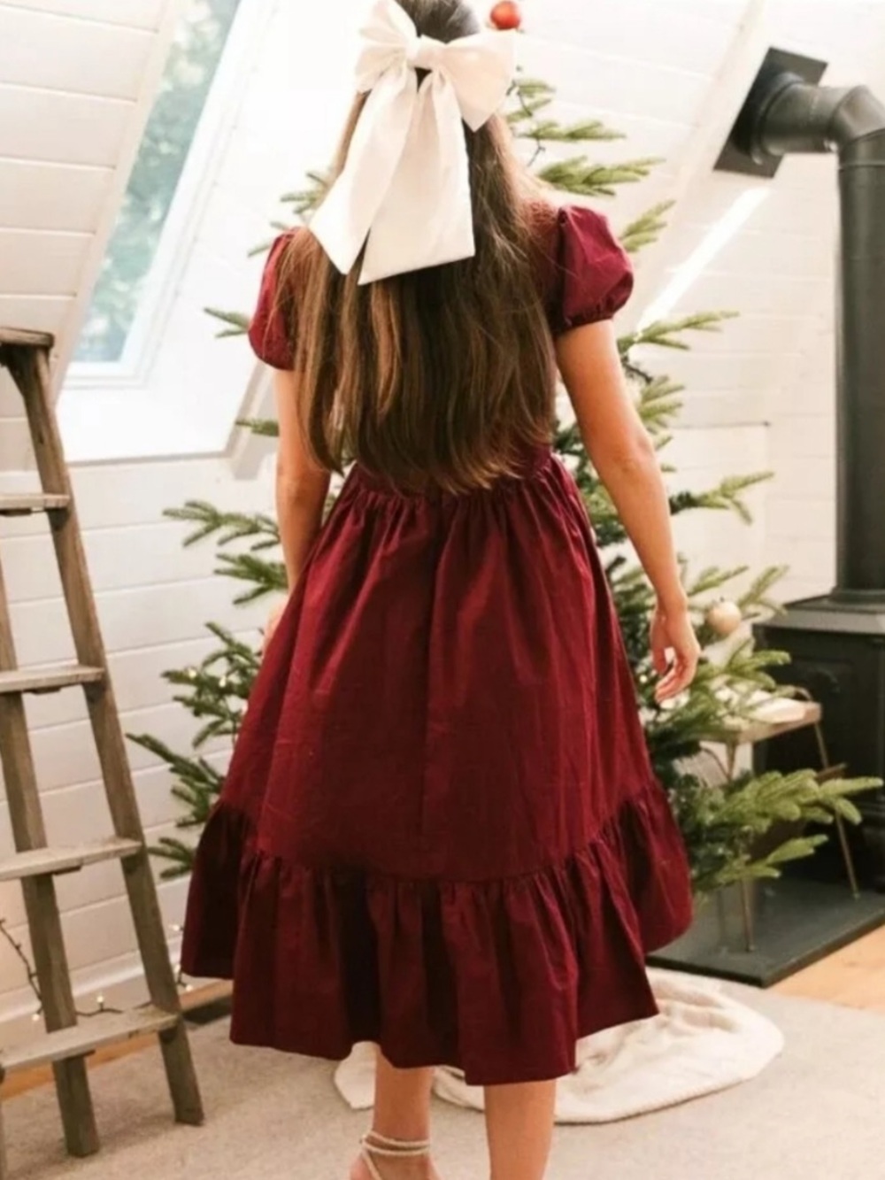 Ivy City Co Wine Red Smocked Addie Dress Size Medium Holiday Christmas NWT - Picture 3 of 14